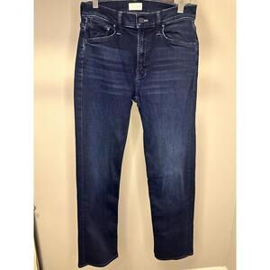 Mother The Mid Rise Rider Ankle Jeans Dark Blue Denim 5-Pocket